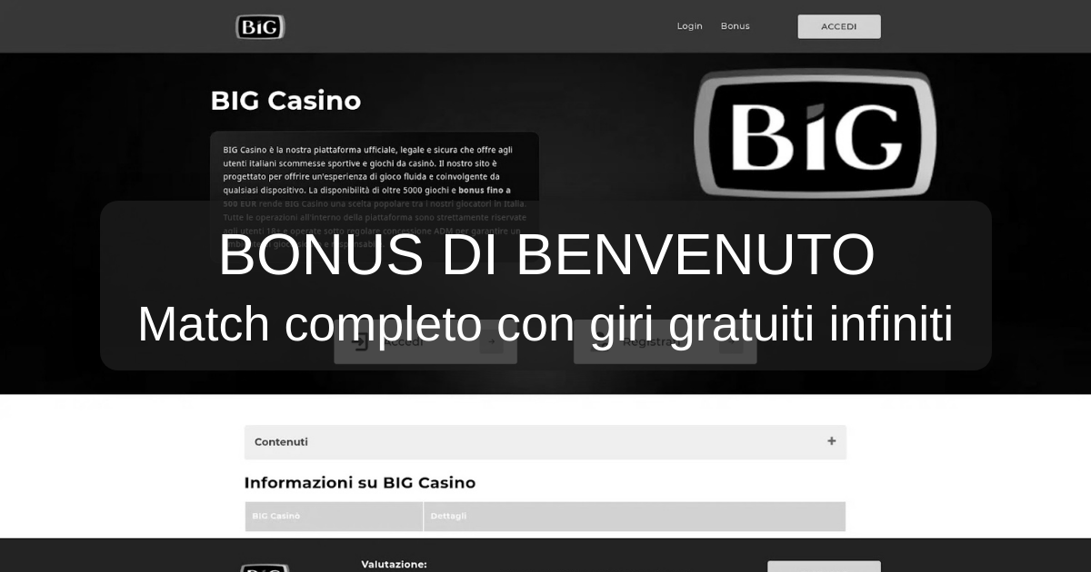 Big Casino welcome bonus